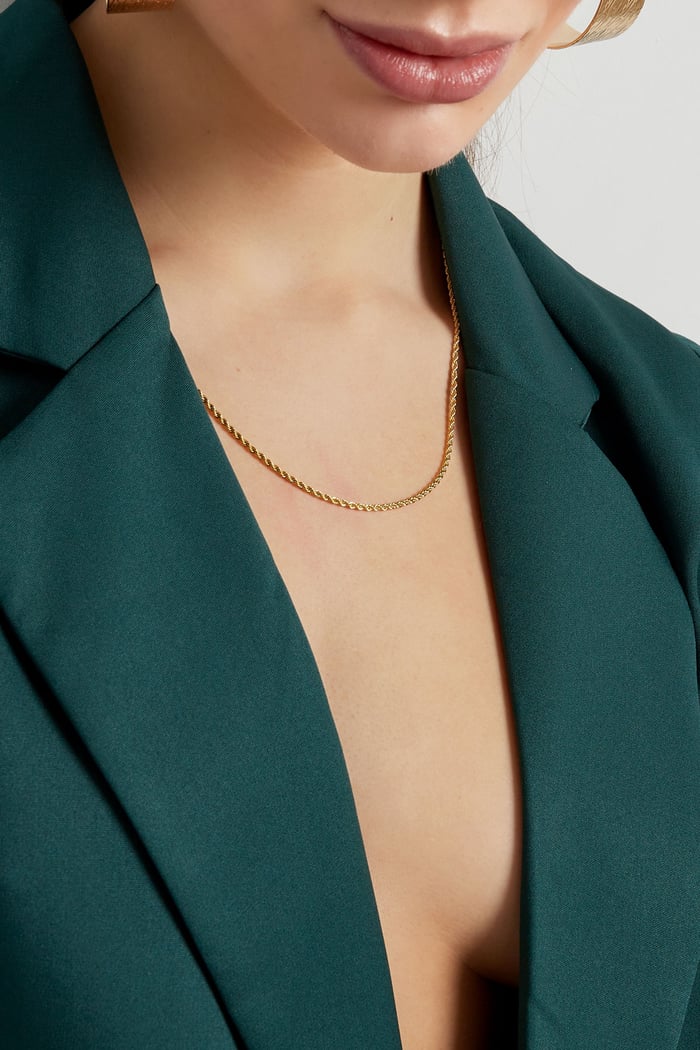necklace twisted thin - Gold color-2.0mm h5Picture3